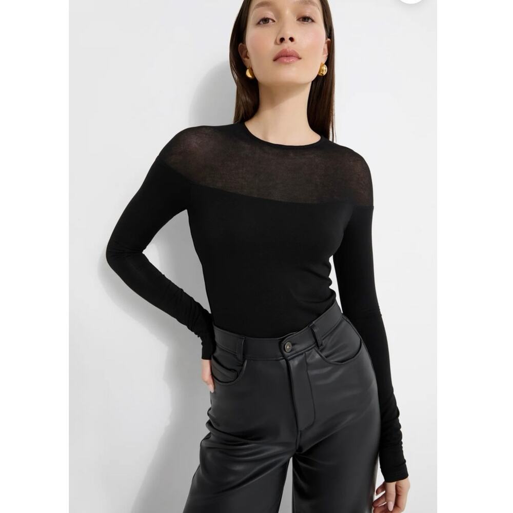 Elegant Black Sheer Panel Blouse